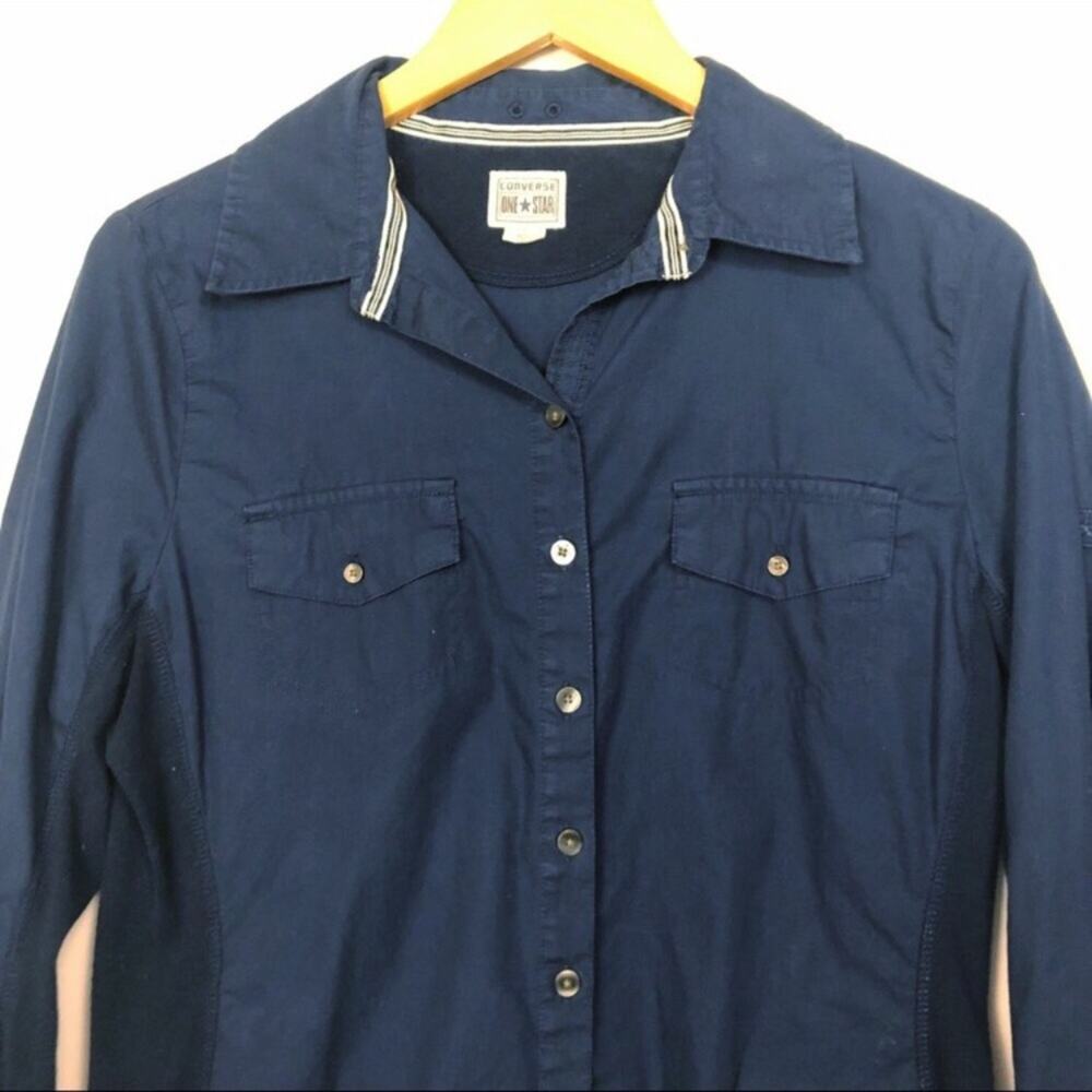 Converse One Star Dark Blue Button Down Shirt Women's Size Small - Picture 3 of 7